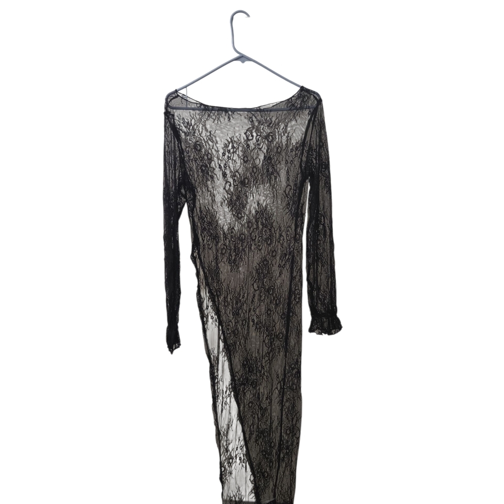 SHEIN Sheer Black Lace Robe/Coverup Ethereal